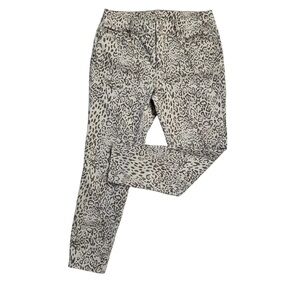 CHICOS Women’s Leopard Print Platinum Denim Skinny Crop Jeans Mid Rise Size 6